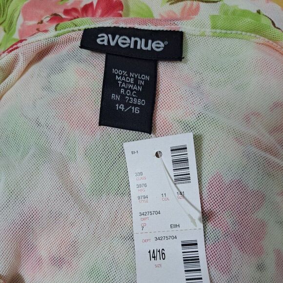 Avenue Women's 3/4 Sleeve Floral Multi Color Mesh Top Blouse 14-16 - Picture 7 of 8
